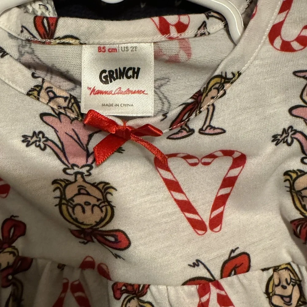 HANNA ANDERSSON Cindy Lou Who Candy Canes Grinch Nightgown 2T 85cm Christmas